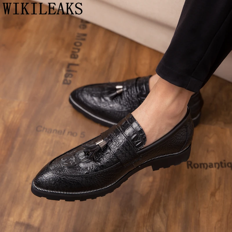 

Туфли мужские классические из крокодиловой кожи, лоферы, без застежки, Классическая деловая обувь для парикмахера