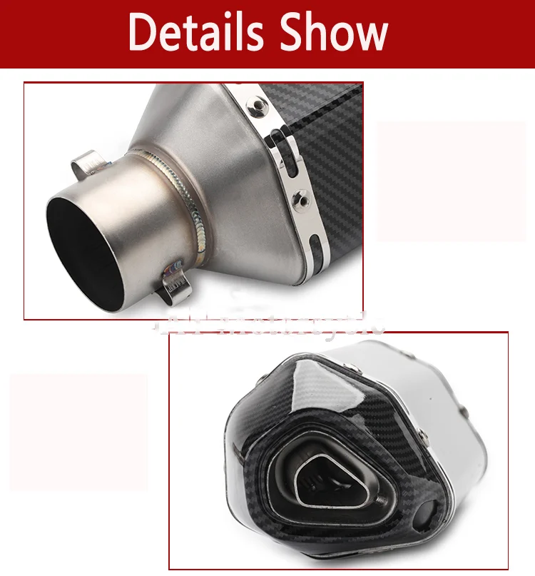 51MM Universal Motorcycle Exhaust Pipe Muffler Racing Escape akrapovic Moto For yamaha r15 crf 230 tmax500 CB400 cb650f exhaust view 2