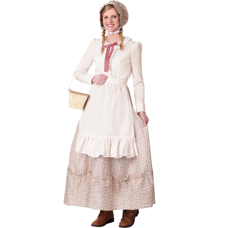 Carnival Halloween Lady Little House On The Prairie Costume Thanksgiving European Village Maid Cosplay Fancy Party Dress