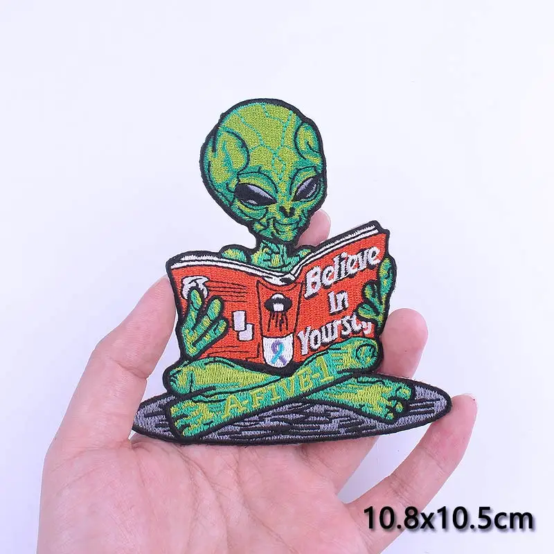 UFO Alien Patches Stickers Iron On Patches For Clothing Space Embroidered Badge Patches Applique Jacket Accessories Parches DIY