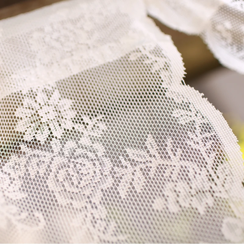 Wearing Pole Curtain White Lace Coffee Mesh Pure Yarn Up and Down Fixed Curtain for Bar Kitchen Cabinet Door