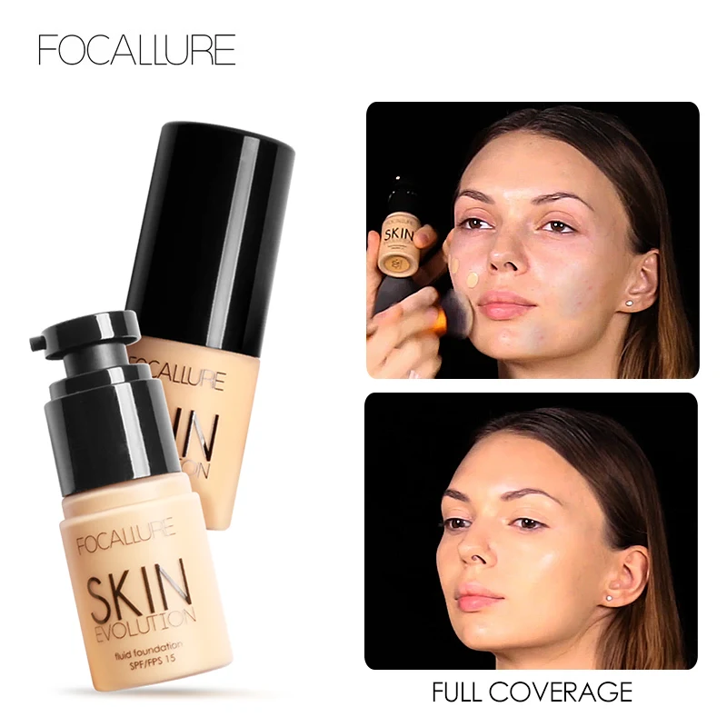 FOCALLURE Liquid Foundation Cream Professional Full Coverage Waterproof Brighten Face Concealer Makeup Base Women Cosmetics