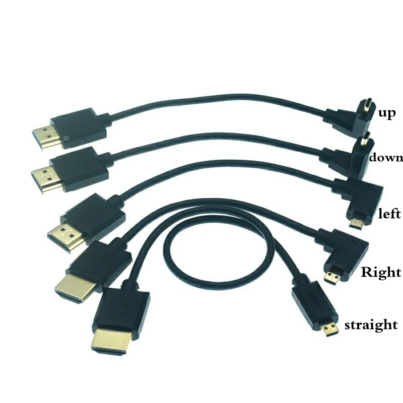 15CM OD 3.0mm Super miękki, kompatybilny z Micro HDMI i Mini HDTV-2.0 męski kabel cienkie krótkie 2k 4k Hd @ 60hz lekki przenośny