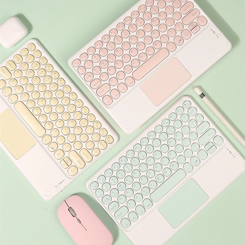 Tastiera Wireless Bluetooth con Touchpad ebraico spagnolo coreano per iPad Pro Air per Xiaomi Huawei Tablet Android Windows