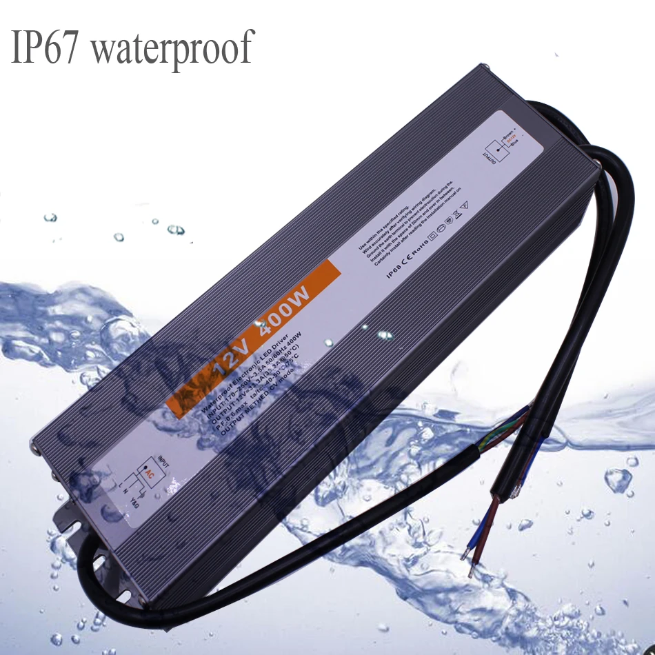 10W 20W 30W 45W 60W 100W 150W 200W 300W 350W 400W IP67 Waterproof LED Driver DC12V 24V Lighting Transformers for Outdoor Light