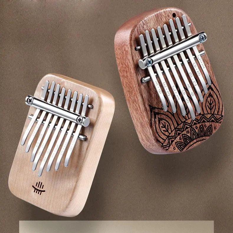 

Hluru C Portable Exercise Kalimba Beginner Mini finger Thumb piano Portable Musical instrument 8 keys notes tone Xylophone Maple