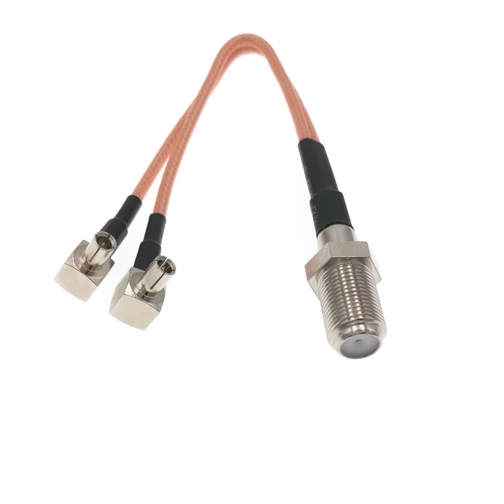 F tipo jack fêmea a 2 ts9 macho ra conector rf trança y extensão rg316 cabo 16cm