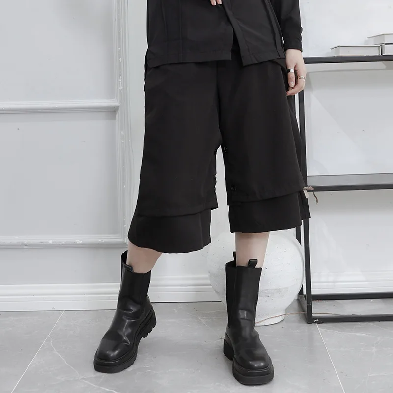 

Ladies Wide Leg Pants Spring/Summer New Yamamoto Style Classic Black False Two Casual Loose Large Size Seven Minutes Pants