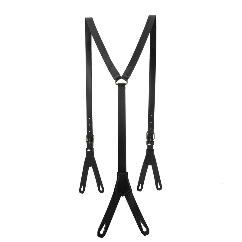 1.7cm High Quality Real Cowhide Split Leather Strap Women Men Unisex 6 Button Suspenders Cowboy Gril Wear