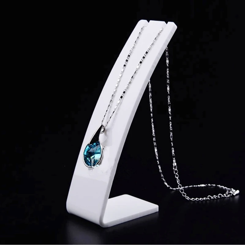 Fashion White Acrylic Necklace Jewellry Display Stand Holder Earring Pendant Exhibition Shelf 3 Sizes Jewellery Storage Showcase