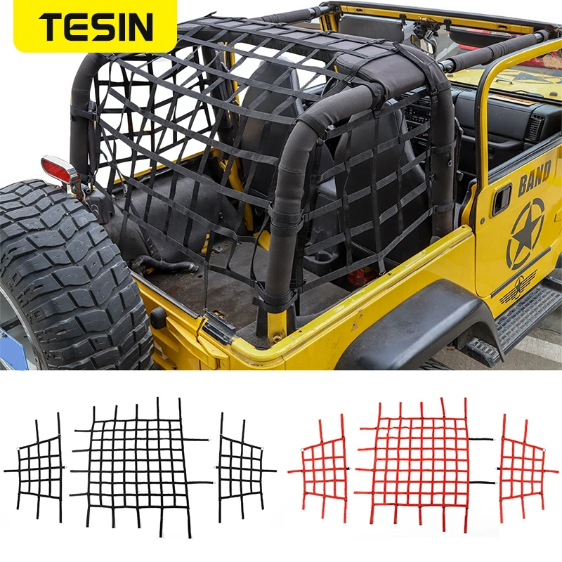 TESIN Car Cover for Jeep Wrangler TJ Car Trunk Roof Luggage Carrier Cargo Net Storage Net for Jeep Wrangler TJ 1997-2006