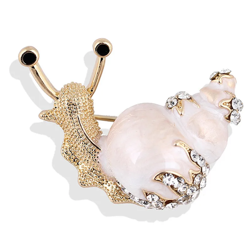 1pcs Rhinestone Snail Brooches For Women Cute Small Insect Brooch Pin Fashion Enamel Pin High Quality