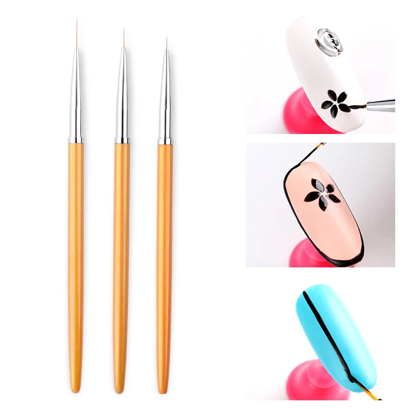 

3Pcs/set Professional Nail Art Brush Pen Lines Painting Nail Brush UV Gel Nail Polish Tips 3D Design Manicure Drawing Tools Kit