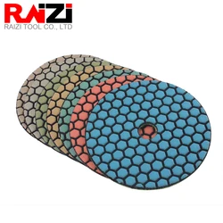 Raizi 5 inch Diamond Dry Polishing Pads for Granite Marble Stone Concrete Grit 50-3000 Sanding Grinding Polishing Disc