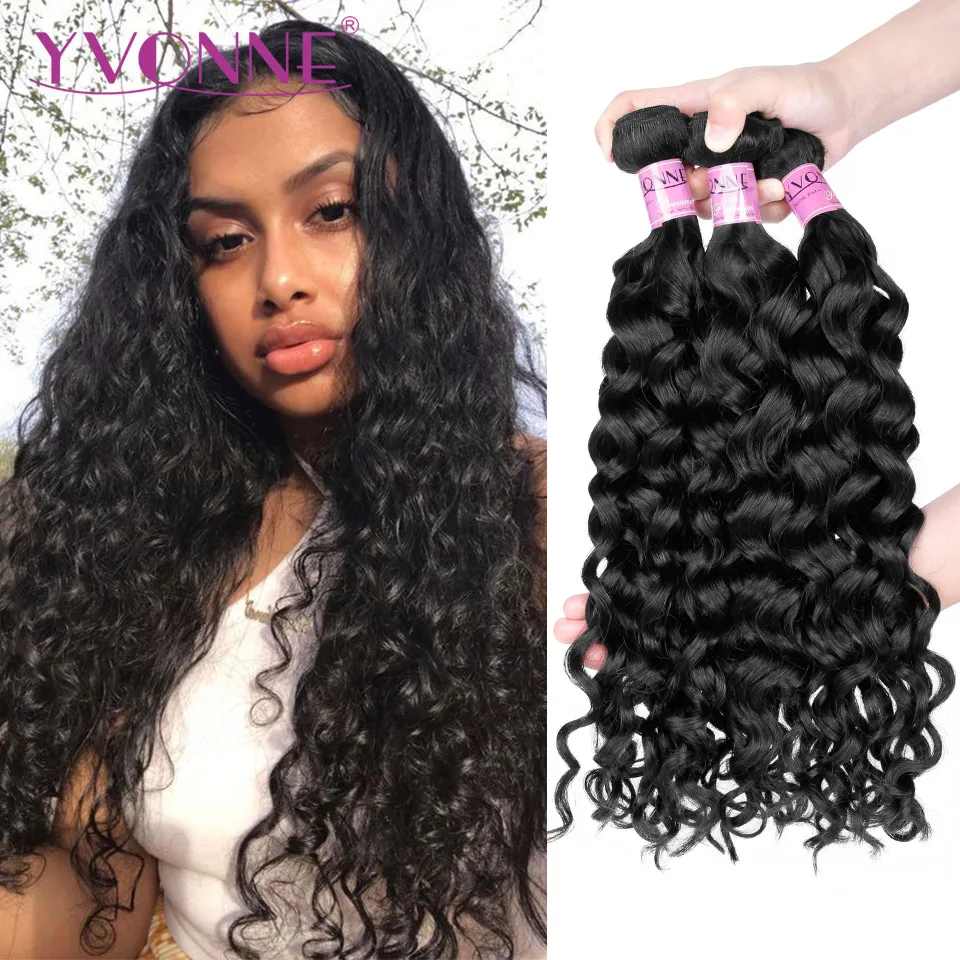 

YVONNE Italian Curly Virgin Hair 3 Bundles Hair Weave Bundles 100% Human Hair Natural Color