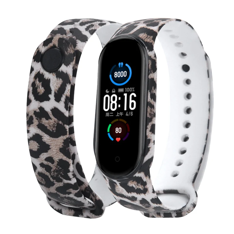 for xiaomi mi band 3 4 5 6 Wristband Soft Silicone sport Strap Skull Creative graffiti style Mi band 5 6 Strap replacement