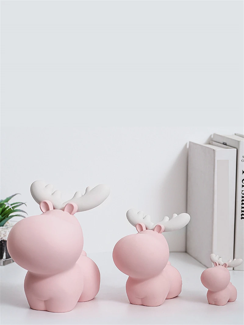 

Nordic Cartoon Deer Miniature Figurines, Creative Resin Crafts, Cute Savings Bank, Desk Decor, Home Decoration Accessories