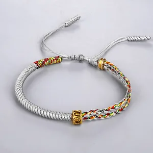 Bracelet fait main, mantra bouddhiste tibétain à six caractères, perles tressées en coton, bracelets corde porte-bonheur pour femmes, amulettes pour hommes bijoux 8 meilleurs mantras de vente - No 6