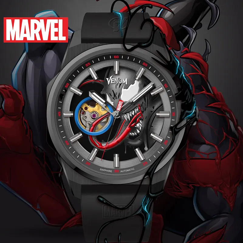 Marvel Original Venom Men Japan Automatic Mechanical Casual Sapphire CrystalWrist Watch 100m Waterproof Luminous New Gift Clock