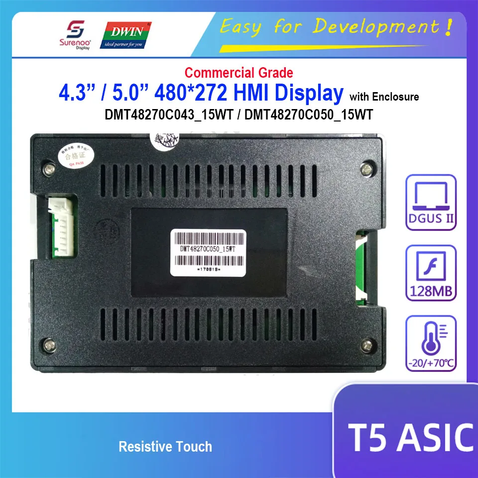 Dwin T5 HMI Display, DMT48270C043_15WT DMT48270C050_15WT 4.3