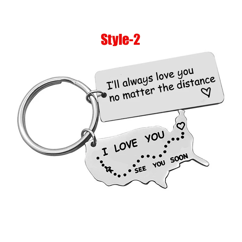 Love Keychains for Couples I Love You More Than The Miles Between Us Long Distance Relationship Boyfriend Gift Going Away State