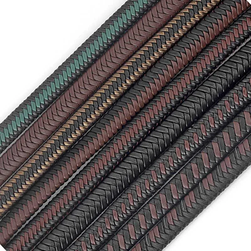 1meter 12x6mm Flat Genuine Leather Braided Cord Rope String Fashion Leather Bracelet Craft DIY Jewelry Findings Making