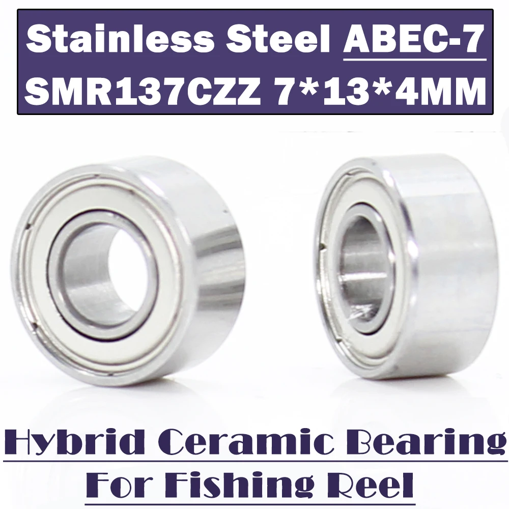 SMR137 ZZ Bearing 7*13*4 mm ABEC-7 ( 2 PCS ) Stainless Steel Hybrid Ceramic Bearing Ocean Fishing MR137 Ball Bearings SMR137C