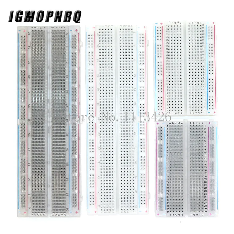 400 holes MB102 830 Points Solderless PCB Breadboard MB-102 Solderless Test Protoboard DIY breadboard White/Transparent