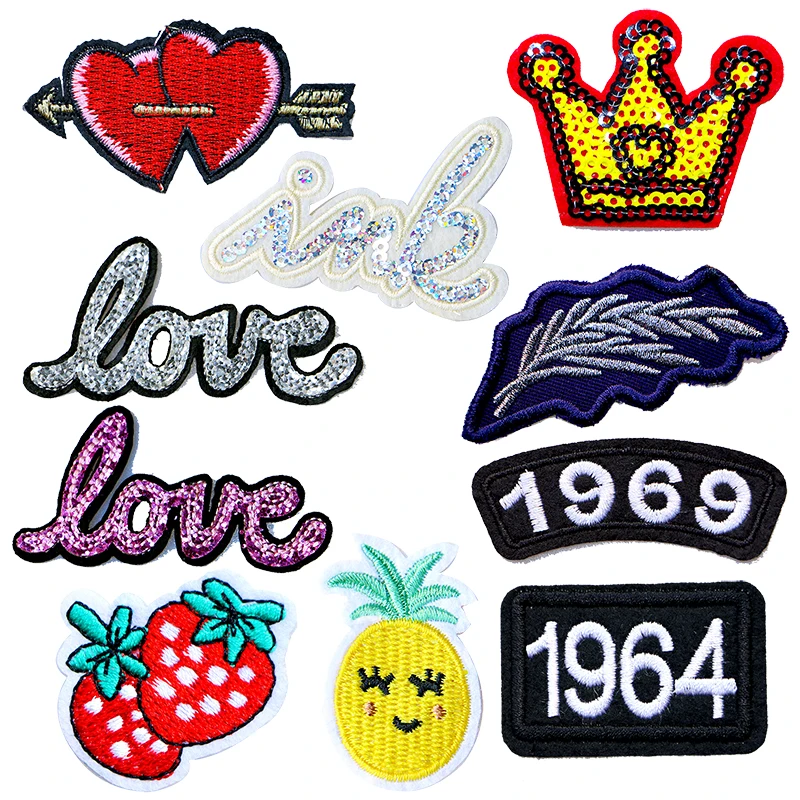 

Cartoon Decorative Patch Love Strawberry Heart icon Embroidered Applique Patches For DIY Iron on Badges on clothes Stickers