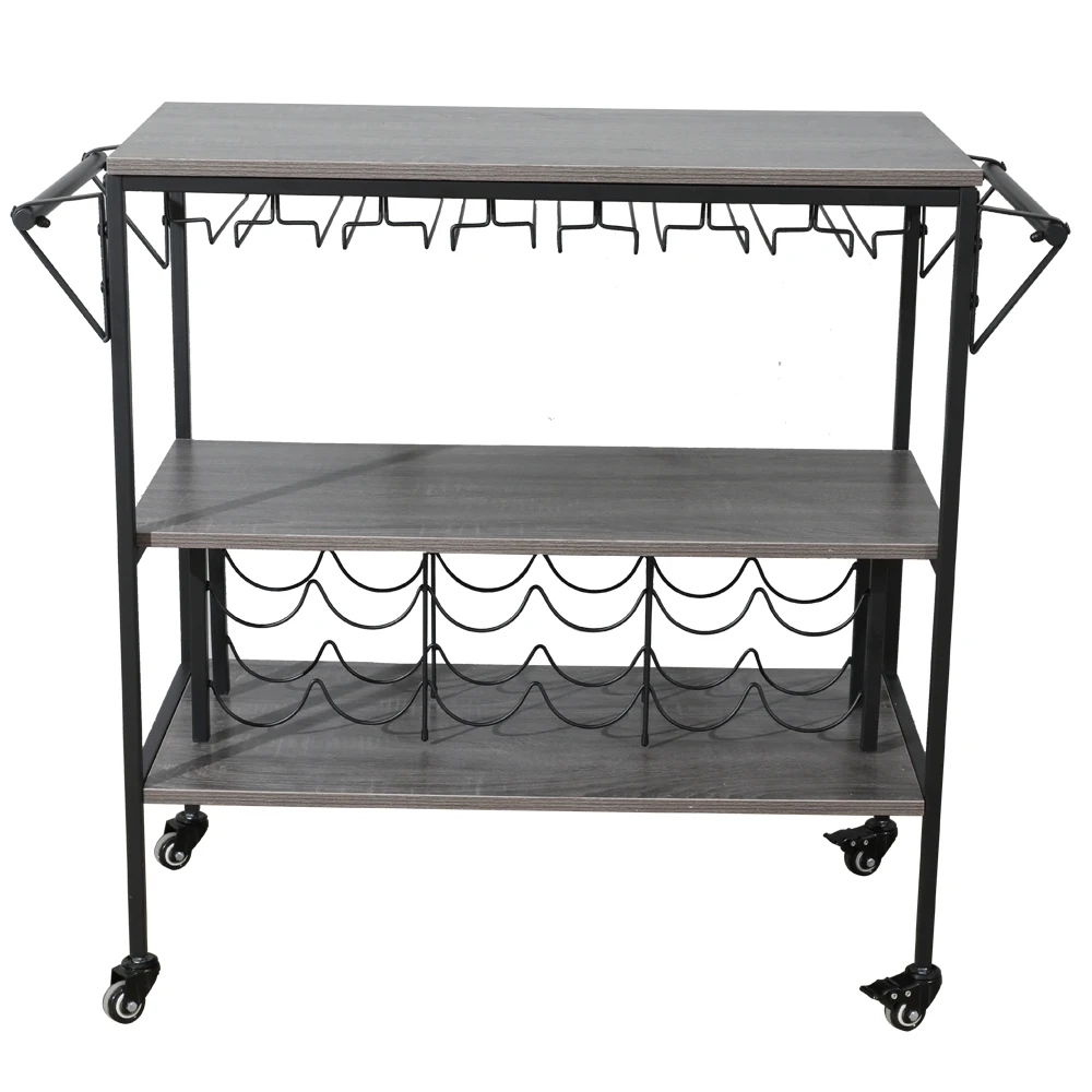 (95 x 40.5 x 83)cm Munich Bar Cart with Wine Rack Serving Trolley Bar Serving Cart  Dining Cart