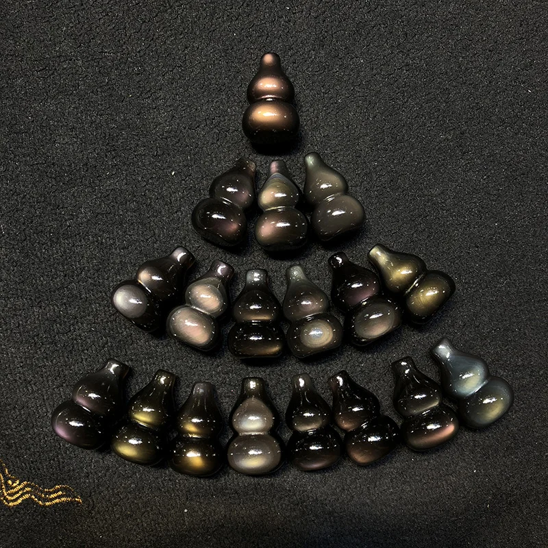 Natural Obsidian Jewelry charm Pendant Colorful Gourd National Traditional Wind Necklace Pendant Lucky Amulet Male/Female