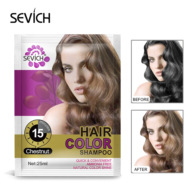 Sevich 25ml Black Hair Shampoo for Hair Dye Gel  5 Color Hair Color Gel 5 Minutes Grey White Hair Removal Dye Darkening Shiny