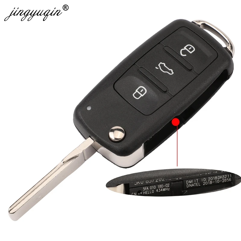 Jingyuqin Keyless Go 5K0837202AJ 5K0837202AD 3 Bottoni Chiave a Distanza di Vw Caddy Eos Golf Jetta Beetle Polo Tiguan Touran