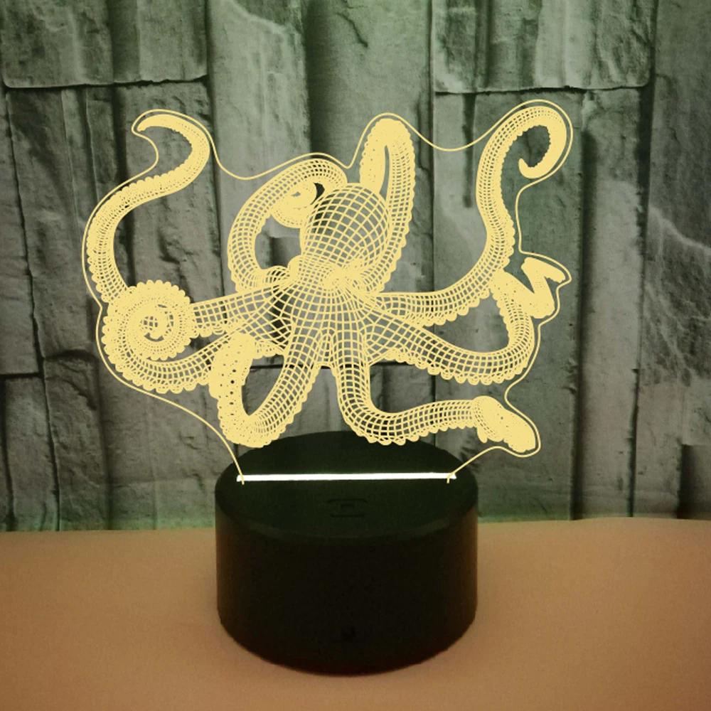 Octopus 3D LED Table Light USB Touch Light as Bedside Lamp 7 Color Changing Atmosphere Light for Kids Night Light Xmas Gift