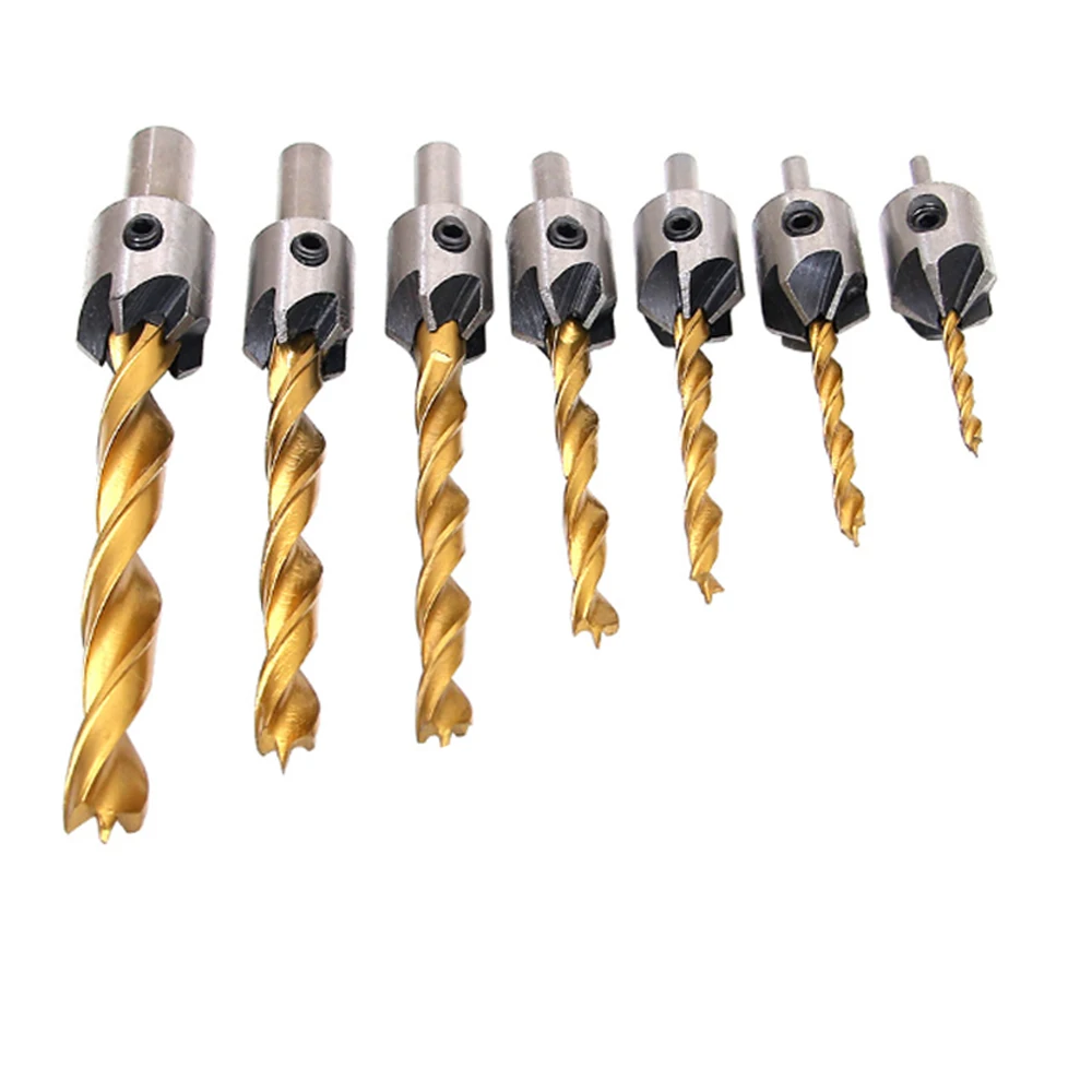 Brocas de avellanado HSS 5, brocas de 3-10mm, 7 unids/set/juego
