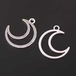 20pcs Silver Color Hollow Moon Charms Half Months Pendants For DIY Handmade Jewelry Making Accessorie