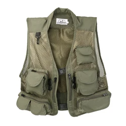 Mens Outdoor Fly Fishing Vest Waistcoat Jacket Waterproof Mesh Vest Army Green