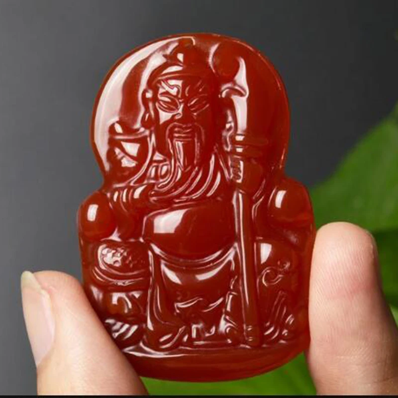 Natural Chalcedony Guan yu Patron saint Jade Pendant Jewelry Lucky Auspicious Amulet Jade Pendant Fine Jewelry