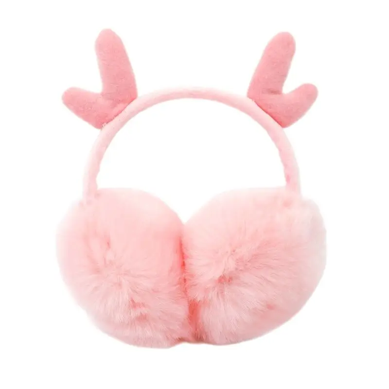 Novo criativo antler forma inverno meninos e meninas universal dobrável imitação de cabelo coelho quente estudante earmuff