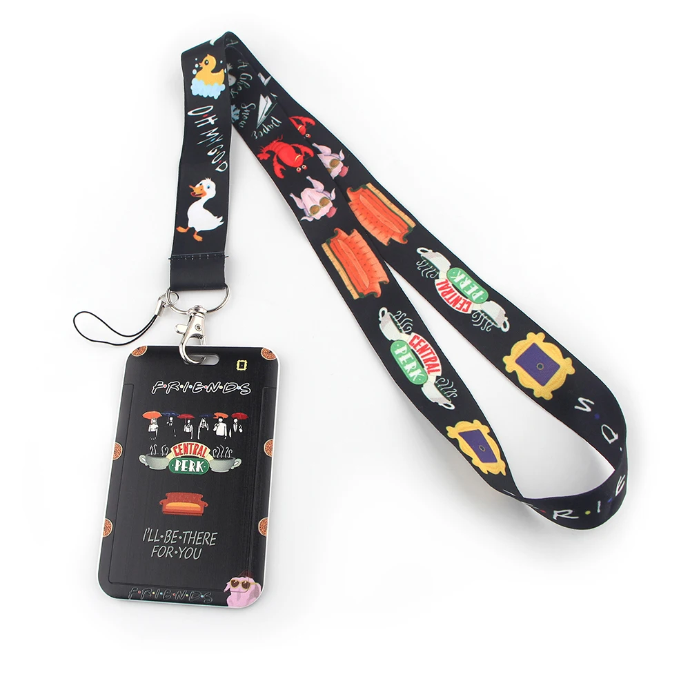 JF0114 New Fashion Friends TV Show Lanyard Credit Card ID Holder Bag Student Women Travel Card Cover Badge Car Keychain