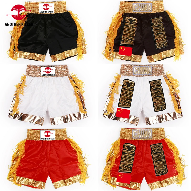 MMA Shorts Men Women Kids Teenagers Boxing Training Shorts Muay Thai Pants Gold Tassels Gym Grappling Fight Boxeo Sanda Clothing