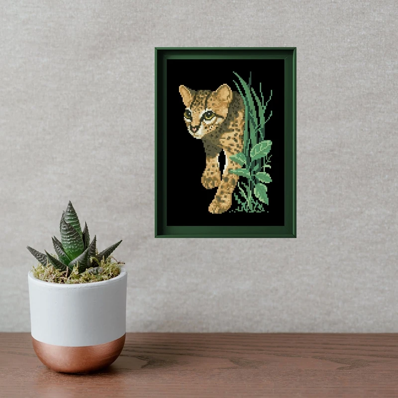 Margay عبر الابره مجموعات الحيوان نمط النبات تصميم 18ct 14ct 11ct غير مطبوعة قماش التطريز لتقوم بها بنفسك التطريز