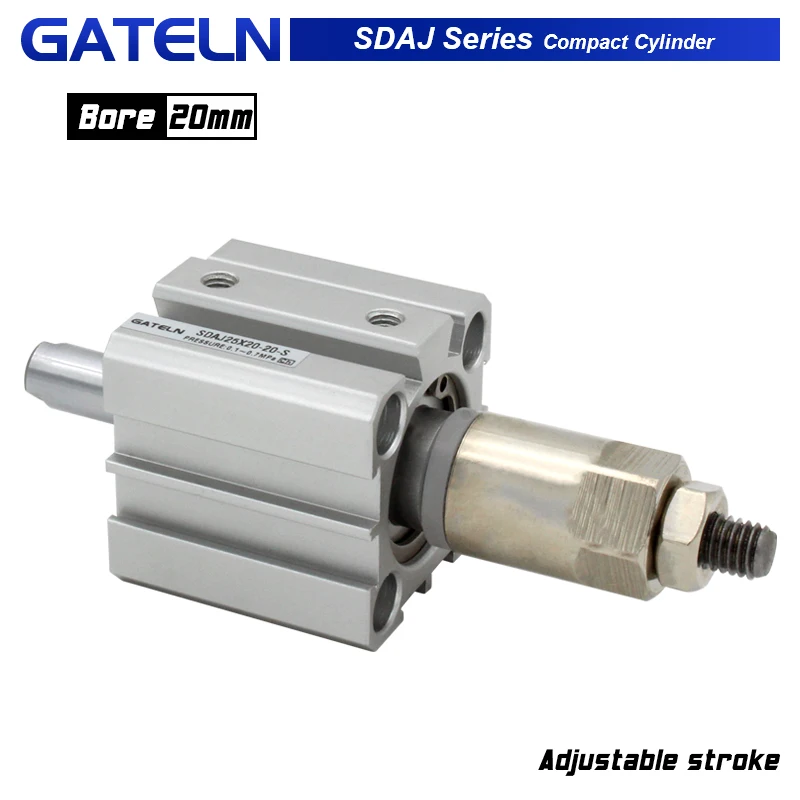 

SDAJ20 series bore 20mm Adjustable stroke compact air cylinder double acting SDAJ20X20-20 SDAJ20X30-20S-B SDAJ20X75-50