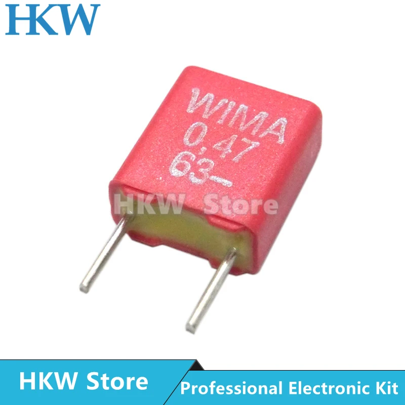 5pcs Original WIMA 0.47UF 63V RED MKS2 5MM Film Capacitor Hi-Fi Audio Capacitors 63V 474/0.47UF