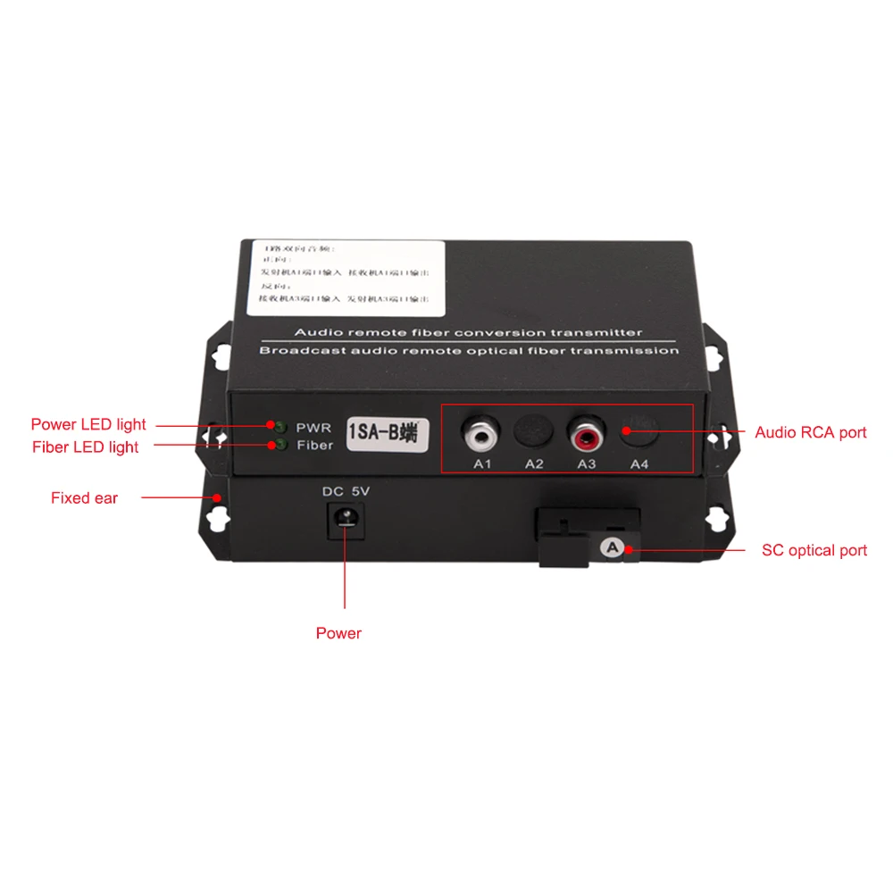 Audio Fiber Media Converter/Extender, Audio over fiber optic Singlmode up 20Km & Multimode 500m for Broadcasting Intercom System