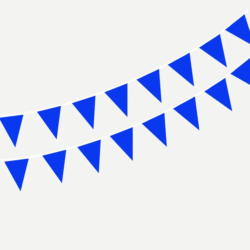 Solid Blue Pennant Banner Flags String Triangle Bunting Flags Decorations For Grand Opening Birthday Party Festival Celebration