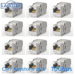 Keystone-Módulo de aleación de Zinc blindado, adaptador de conector Jack de red, 12/24 piezas, RJ45, Cat7, Cat6A, FTP, 10GB