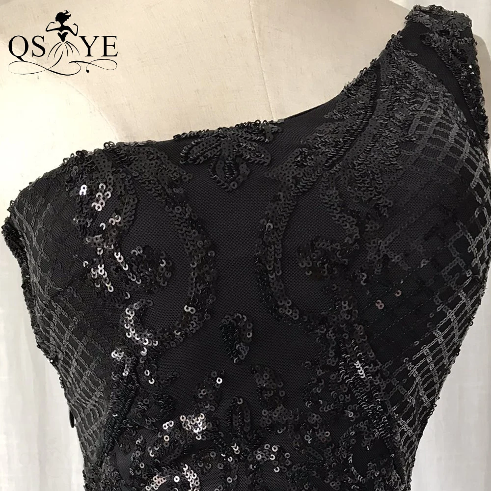 Robe de soirée noire à paillettes pour femmes, motif scintillant, robe de Rhsirène en dentelle, longue robe de soirée formelle, mode, 2025