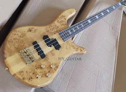 4/5 Strings Elm Neck-thru-body Electric Bass Guitar with Bark Grain Veneer,Active Circuit,Rosewood fretboard