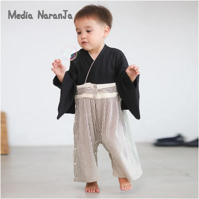 Spring  Autumn baby boys cotton jumpsuit 1-2 years old classic Japanese style kimono